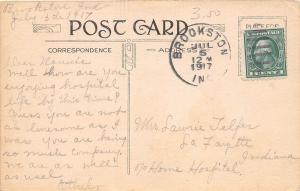 D90/ Brookston Indiana In Greetings from Postcard 1917 Railroad Ticket Dutch