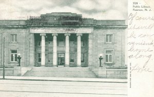 Vintage Postcard 1906 Public Library Historical Building Paterson New Jersey NJ