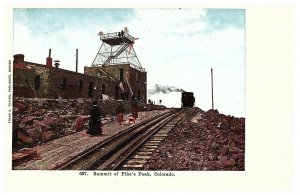 Vintage Unposted Summit of Pike's Peak Train Postcard