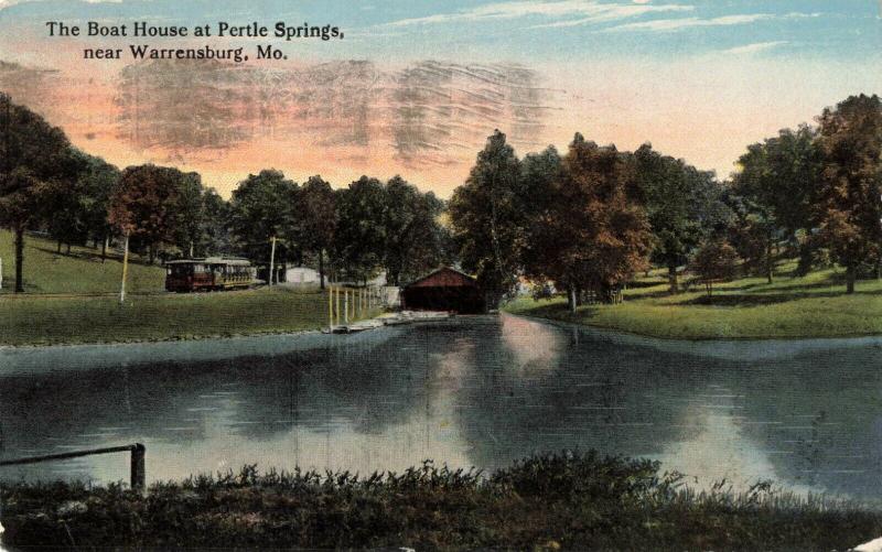 Postcard Boat House at Pertle Springs Warrensburg Missouri