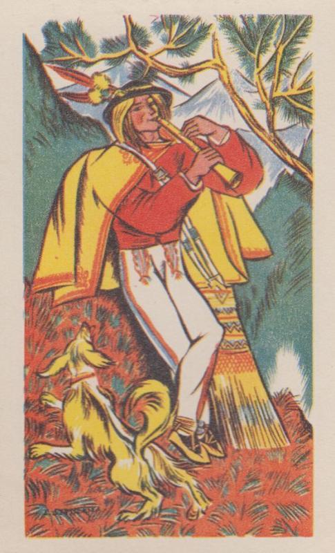 Vintage Polish Poland Flute Horn Red Indian Style Costume Antique Postcard