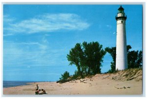 c1960 Michigans Beacon Lakes Lighthouse Silver Lake Sauble Light Avery Postcard