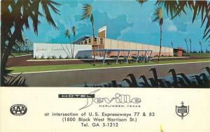 1950s Hotel Seville Harlingen Texas roadside Purnell postcard 2459