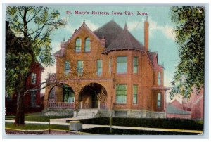 Iowa City Iowa IA Postcard St. Mary's Rectory Exterior Trees Scene 1914 Antique