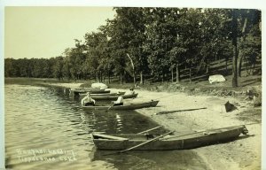 1908 RPPC Men Boats Baughel Landing, Tippecanoe Lake, IN Real Photo Postcard P37