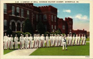 Riverside Military Academy Drill Gainesville GA Georgia Linen Postcard VTG UNP 