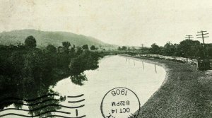 Vintage 1906 Postcard Erie Canal Mohawk Valley Electrical Poles Utica New York