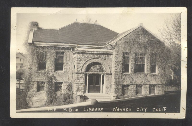 RPPC NEVADA CITY CALIFORNIA PUBLIC LIBRARY VINTAGE REAL PHOTO POSTCARD