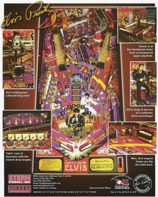 Elvis Presley Pinball FLYER 2004 Original NOS Game Art The King Of Rock And Roll 