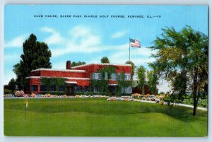 Kewanee Illinois IL Postcard Club House Barker Park Golf Course c1940's Vintage