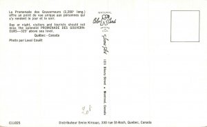 Canada Promenade des Gouverneurs Quebec Chrome Postcard 08.60