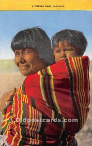 Pueblo Baby Carriage Indian Postcard