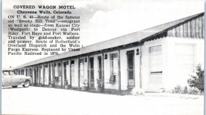 1950s Covered Wagon Motel on U.S. 40 Cheyenne Wells CO Postcard