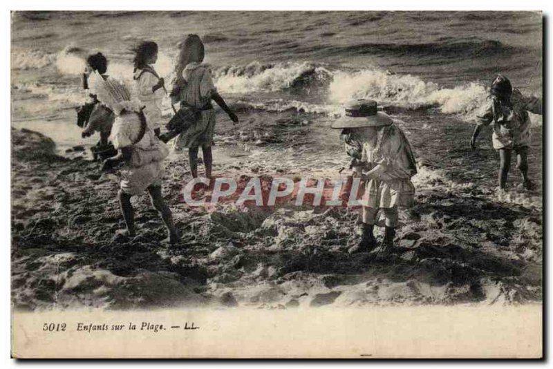 Old Postcard Fantasy Children on the beach Swimsuit