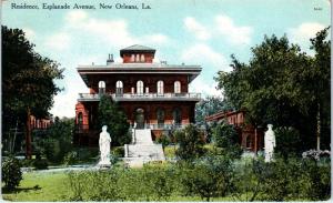 NEW ORLEANS, LA Louisiana    Stately Residence on ESPLANADE AVENUE 1912 Postcard