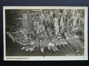 USA Lower NEW YORK CITY Aerial View c1950s RP Postcard by A. Mainzer