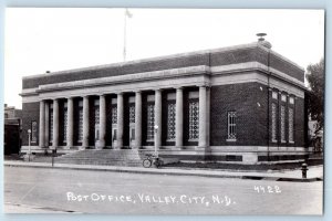 Valley City North Dakota ND Postcard RPPC Photo Post Office Building Bicycle