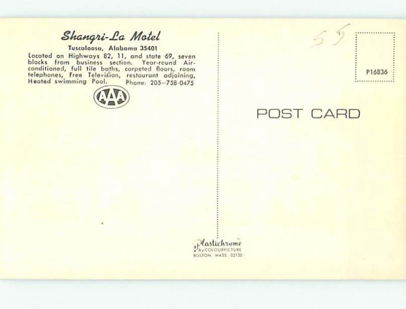 Unused Pre-1980 MOTEL SCENE Tuscaloosa Alabama AL G6681
