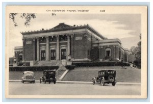 c1950s Vintage Cars, City Auditorium Waupun Wisconsin WI Unposted Postcard