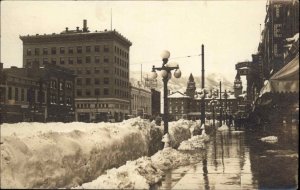 Colorado Springs CO Street Scene Winter c1910 Unidentified Real Photo Postcard