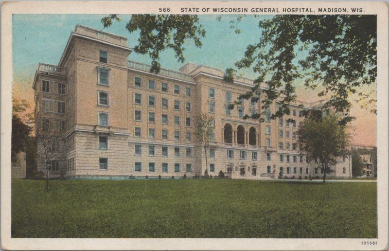 Postcard State Wisconsin General Hospital Madison WI