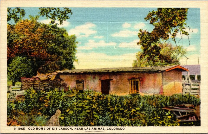 Vtg Old Home of Kit Carson Near Las Animas Colorado CO Linen Postcard