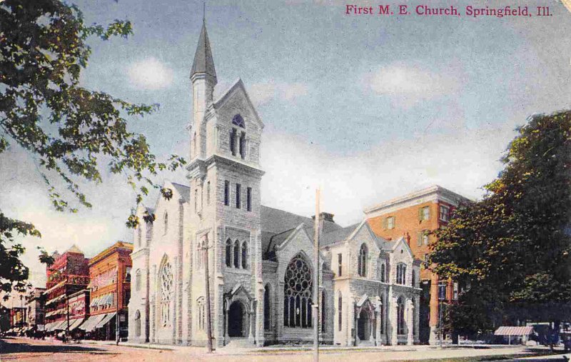 First M E Church Springfield Illinois 1910c postcard