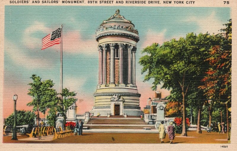 New York City NY, Soldiers' and Sailors' Monument 89th Street, Vintage Postcard