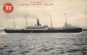 S.S. Manitou Aug 3rd, 1912 S.S. Manitou, Red Star Line View image 