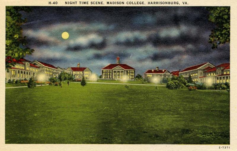 VA - Harrisonburg. Madison College, Night time scene