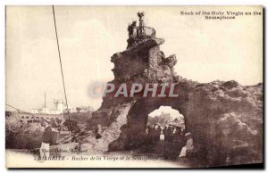 Old Postcard Biarritz Virgin of the Rocks and Semaphore