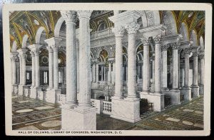 Vintage Postcard 1915-1930 Hall of Columns, Library of Congress, Washington, D.C