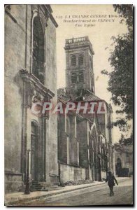 Old Postcard The Great War 1914 16 bombing of a church Verdun