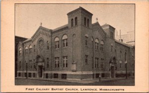First Calvary Baptist Church, Lawrence MA Vintage Postcard R68