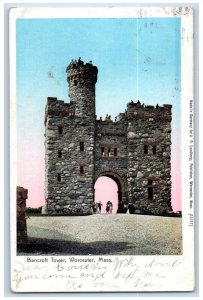 1915 Bancroft Tower Exterior Rock Tower Worcester Massachusetts Vintage Postcard 