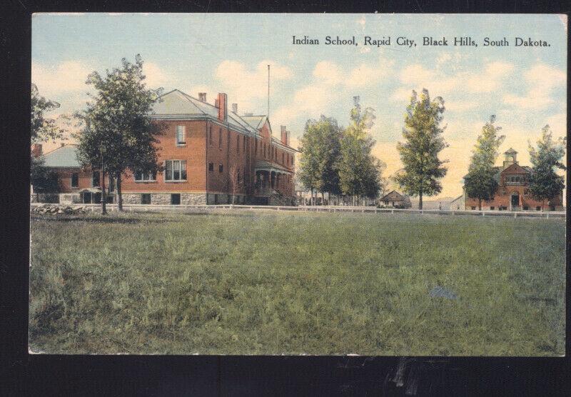 RAPID CITY BLACK HILLS SOUTH DAKOTA INDIAN SCHOOL VINTAGE POSTCARD SD