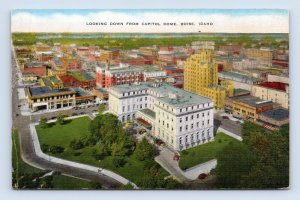 View of Business District From Capitol Dome Boise ID Idaho Linen Postcard M9