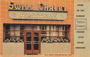 Colorado Springs Colorado Swiss Chalet Restaurant Color Linen Vintage PC U7100