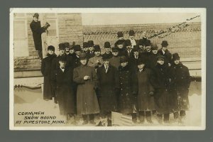 Pipestone MINNESOTA RPPC c1910 CORN MEN STRANDED Blizzard nr Edgerton Slayton