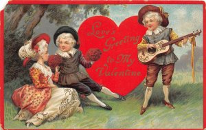 G47/ Valentine's Day Love Holiday Postcard c1910 Guitar Pretty Woman9