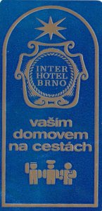 Czechoslovakia Interhotel Brno Vintage Luggage Label sk3654