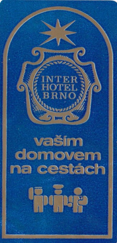 Czechoslovakia Interhotel Brno Vintage Luggage Label sk3654