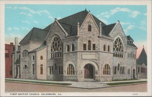 Postcard First Baptist Church Galesburg IL