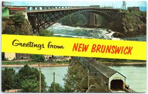 VINTAGE POSTCARD DOUBLE VIEWS GREETINGS FROM NEW BRUNSWICK CANADA