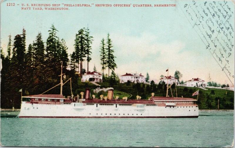 US Ship 'Philadelphia' Bremerton Navy Yards WA Washington c1908 Postcard E49 