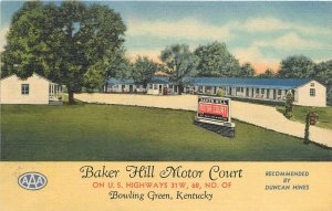 Postcard 1940s Kentucky Bowling Green Baker Hill Motor Court occupation 23-13309
