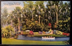 Vintage Postcard 1948 Winding Waterways, Cypress Gardens, Winter Haven, Florida