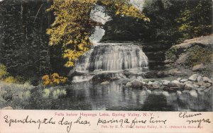 Falls Below Heyenga Lake, Spring Valley, N.Y., Hand Colored 1908 Postcard, Used