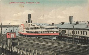 Stonington CT Steamboat Landing Ship Rhode Island Postcard
