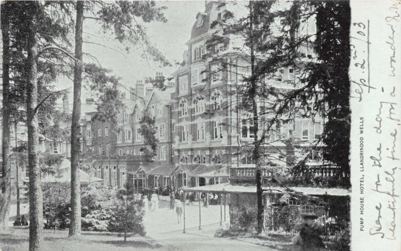 LLANDRINDOD WELLS POWYS WALES UK PUMP HOUSE HOTEL POSTCARD 1903